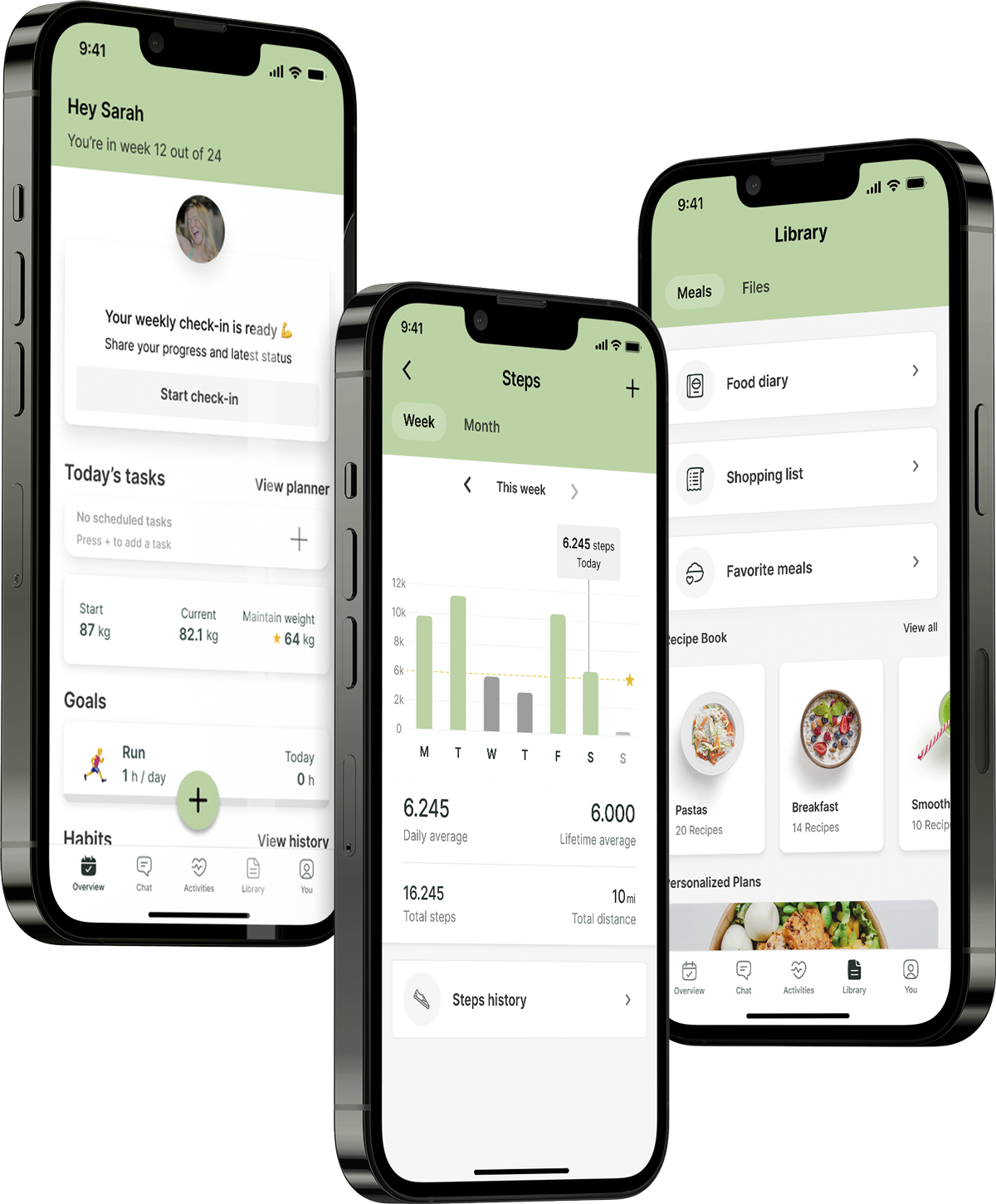 A mockup of the coaching app showcasing the features.